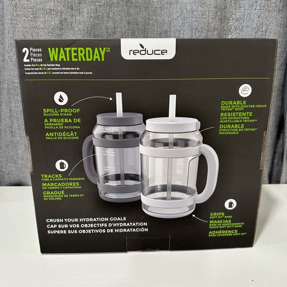 Reduce water day 80 oz. All day hydration w/tracks and straw. NWT. 2 piece. - Picture 5 of 6
